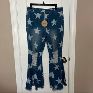 BiBi cropped Star Pattern flare jeans